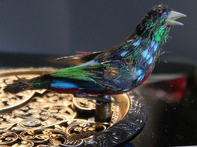   Swiss shell and enamel automated singing bird box by Charles
 Brugier Pere, Geneva,  circa 1850.    